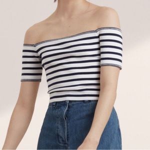 Aritzia Striped off-the-shoulder Crop Top